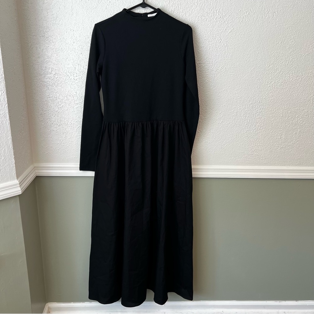 MARELLA Black Long Sleeve Dress modern chic wedding guest